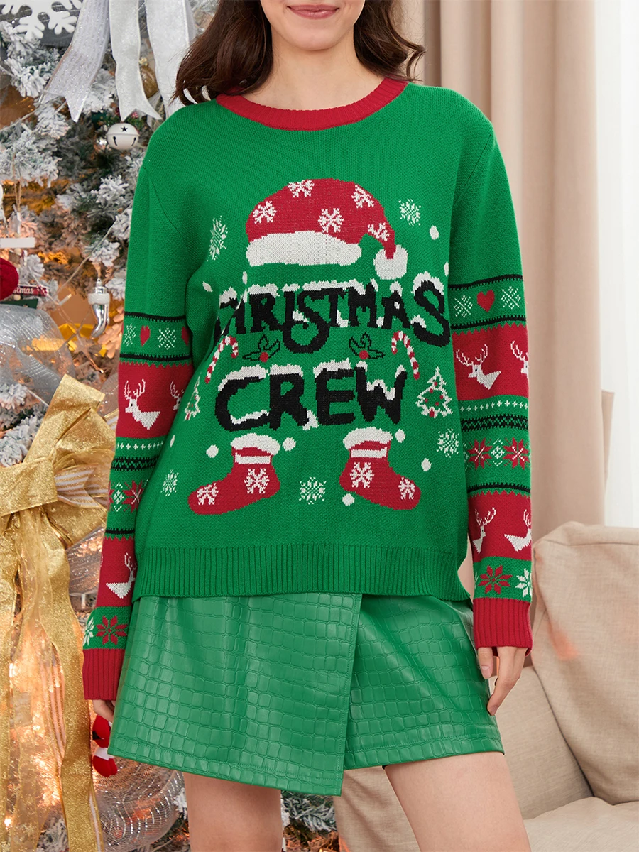 Женские рождественские свитера с рисунком рождественской елки ребристая