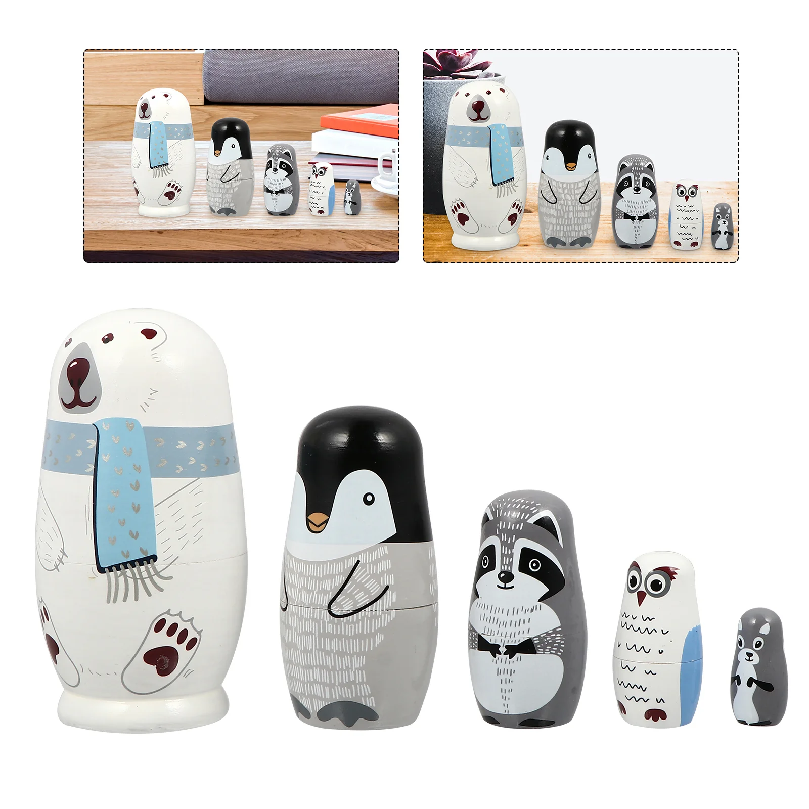 

Russia Wood Nesting Wooden Toys Matryoshka Basswood Birthday Gift Dolls Animal