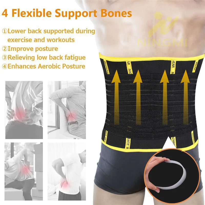 NINGMI Slim Waist Trainer Abdominal Belt for Men Neoprene Sauna Body Shaper Slimming Underwear Pulling Strap Shapewear Sport Top