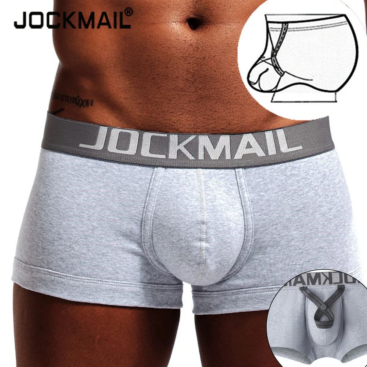 

JOCKMAIL Men Underwear Man Boxers Sexy Cotton Cuecas U Convex Pouch Ring Boxers Gay Underwear Male Underpant Calzoncillos Hombre