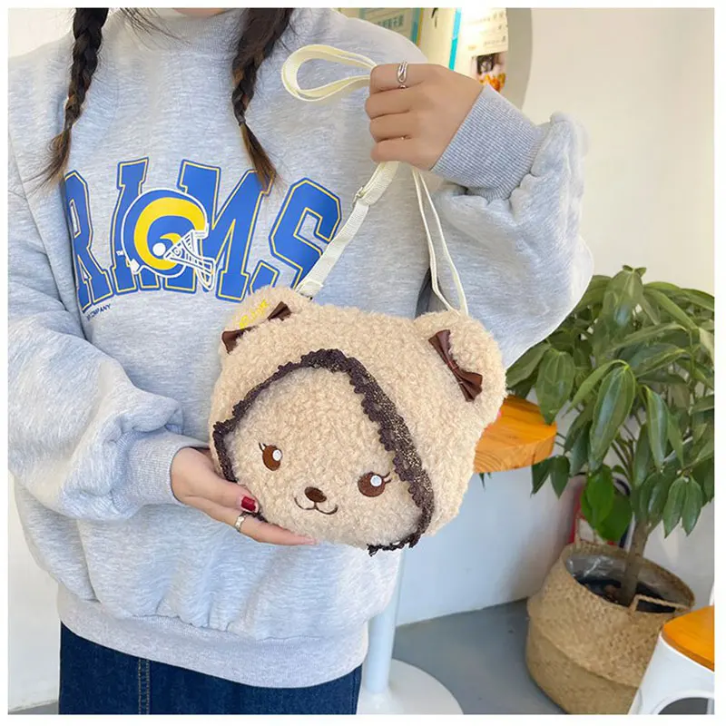 Doll Plush Mobile Phone Pouch Ladies Travel Purses Cute student cartoon Crossbody Bag casual girl's messenger bag