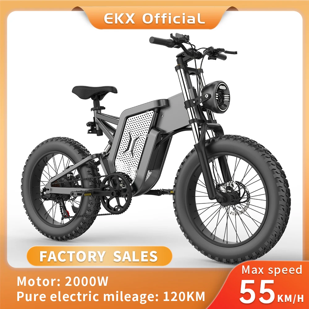 EKX X20 Electric Bike Mountain Moped Ebike 20 Inch Fat Tire 2000W 48V 30AH Men's Road EBike Electric Bicycle For Adults E Bikes