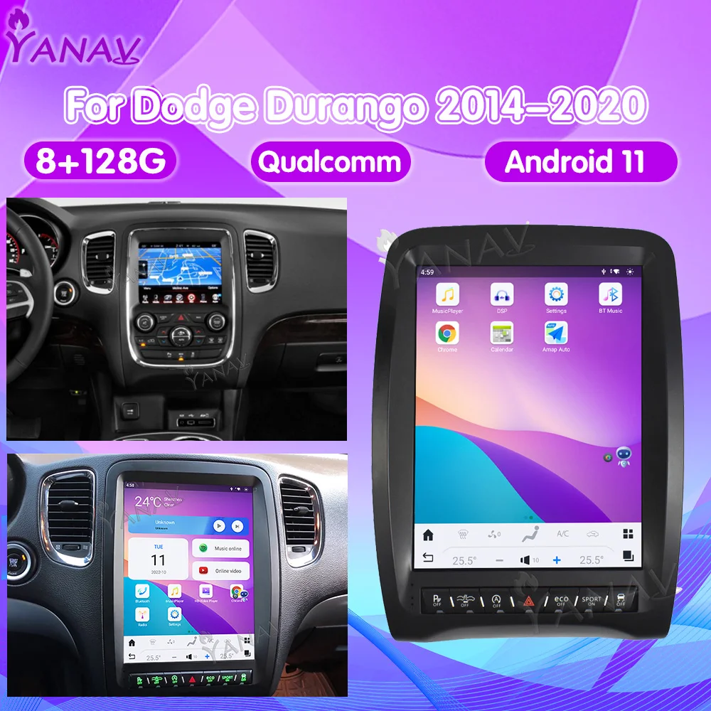 

Устройство Qualcomm Android для Dodge Durango 2014-2020 8G 128G, автомобильное радио, GPS-навигация, мультимедийный плеер для Carplay, автомобильное стерео 4G LTE