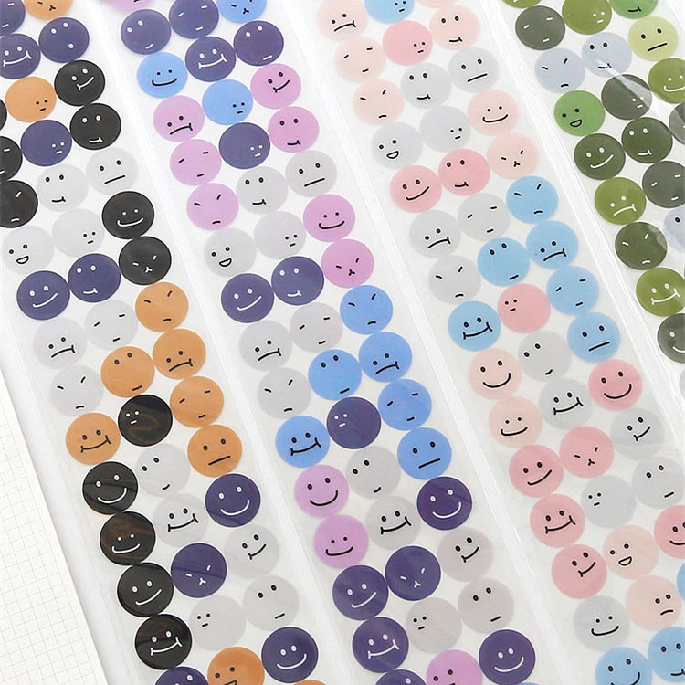 

54 шт., творческие Мультяшные наклейки со смайликом, милые круглые наклейки с выражением лица, украшения для журнала, наклейки для скрапбукин...