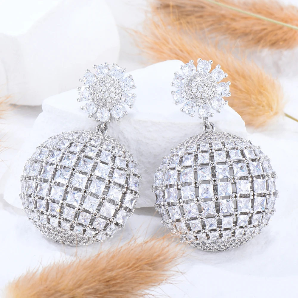 Женские серьги-подвески с фианитами в Африканском и индийском стиле