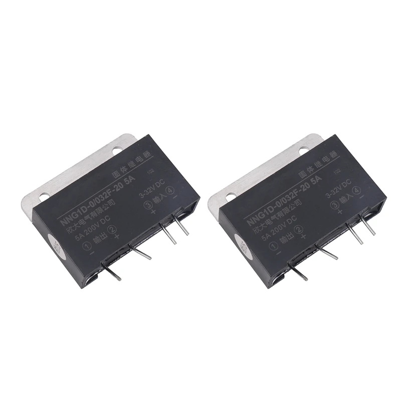 

2X Heat Sink Input 3-32V DC Output 5A 200V DC PCB Mount SSR Solid State Relay