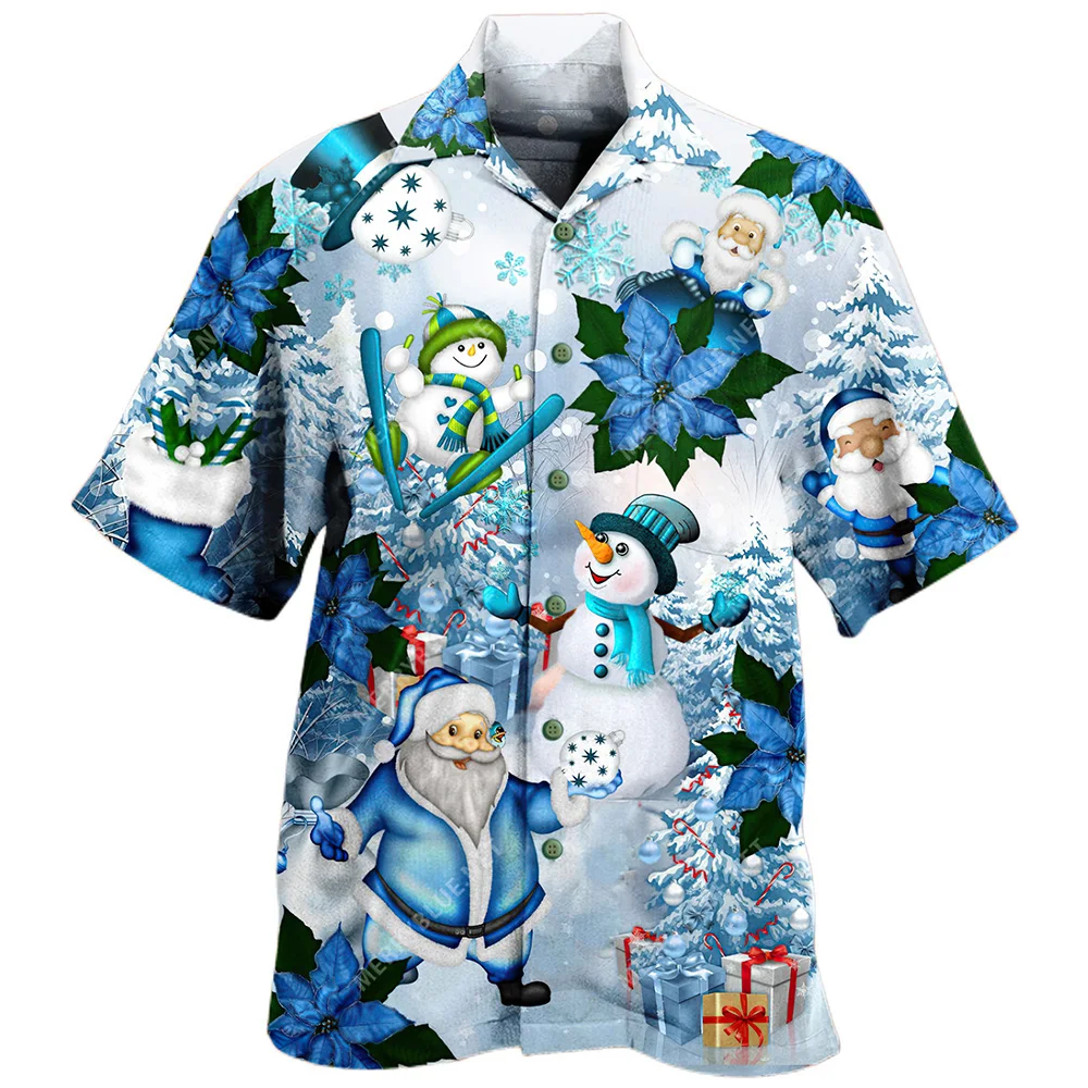 

Christmas Shirts For Men 3d Santa Claus Printed Men's Clothing Street Designer Short Sleeves Oversized Shirts Daily Casual Tops