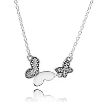original moments butterfly with crystal chain necklace for women 925 sterling silver bead charm necklace pandora jewelry