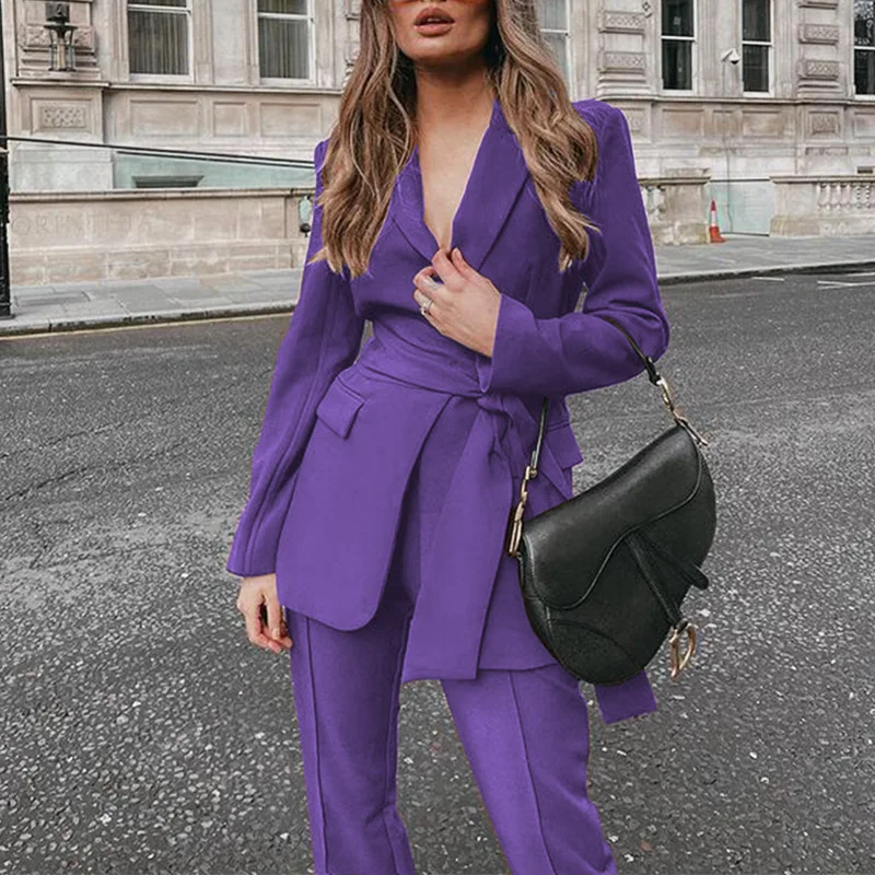 

Two Piece Sets Womens Outifits Women Blazer Suit Long Sleeve Jacket Female Business Casual Trousers Pantsuit