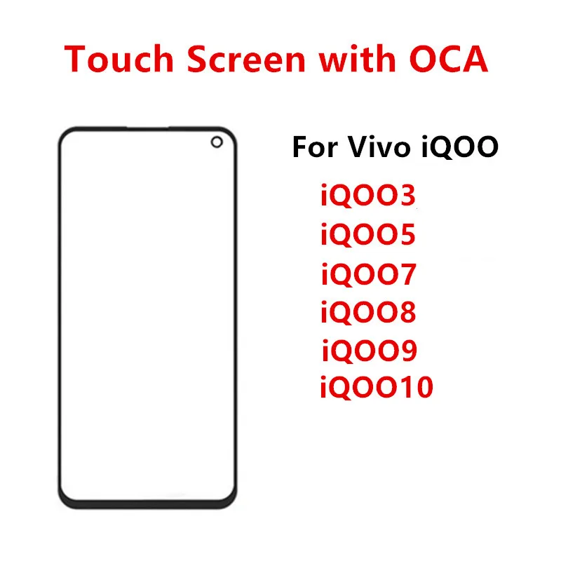 Сенсорный экран iQ003 iQOO7 для Vivo iQOO 10 9 7 8 5 3, передняя панель, ЖК-дисплей, внешняя стеклянная крышка объектива, запасные части + OCA