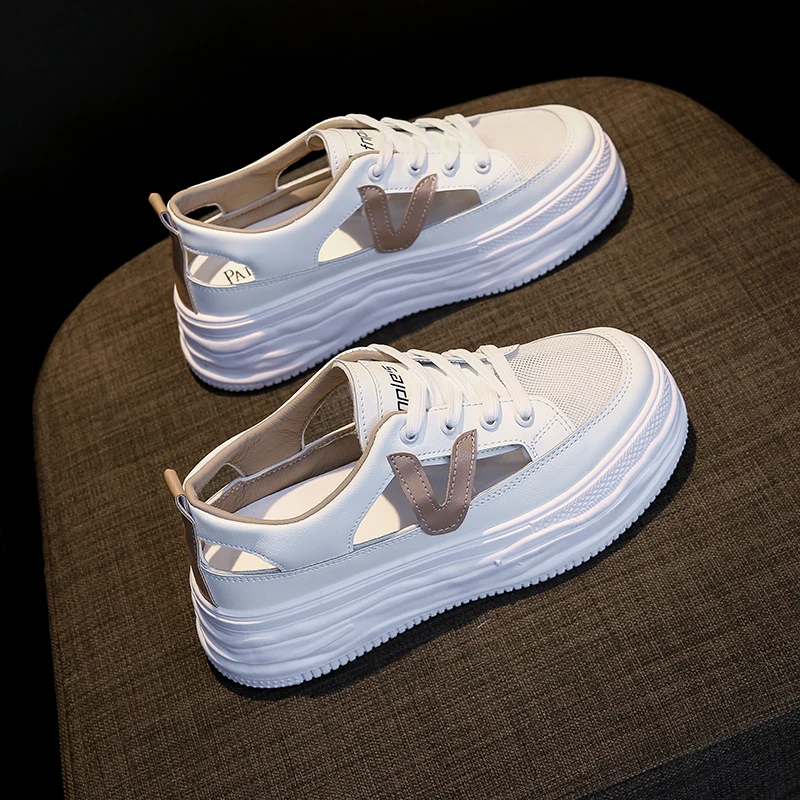 

Новинка 2022, спортивные женские сандалии из сетчатого материала, летняя модная новинка, повседневная обувь на толстой подошве, дышащая Белая...