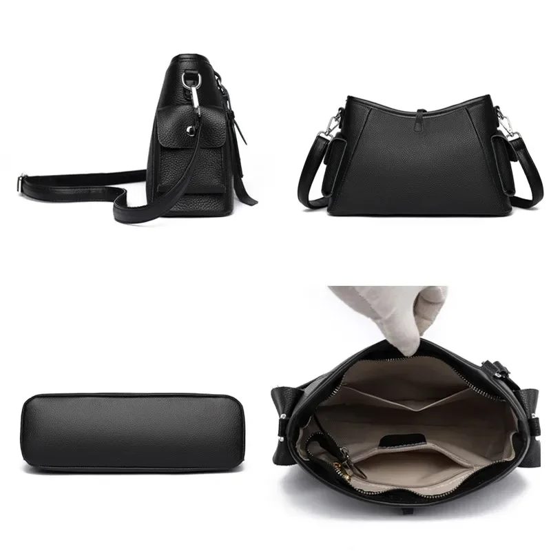 Женская сумка из коровьей кожи большая вместительная через плечо