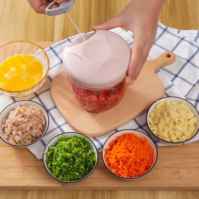 500/900ML Hand Chopper Manual Rope Food Processor Silcer Shredder Salad Maker Garlic Press Kitchen Tool Accessories Gadget