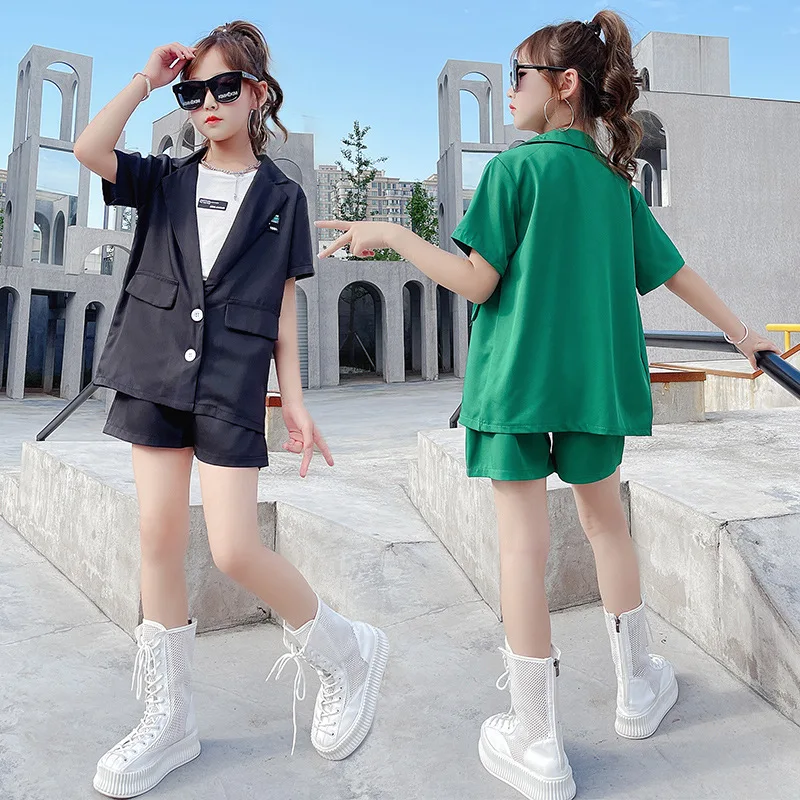 

2021 Girl Summer Autumn New Gentleman Suit Jacket + Vest + Pants 3 Pieces Coat Store Sleeve Top Cardigan Fashion Sport Set