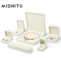 mishitu white plush womens earring box couple rings storagecase bracelet pendant big necklace long chain case jewelry organizer