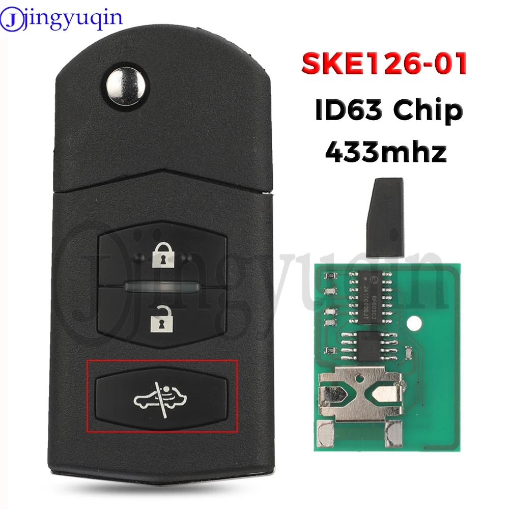 Jingyuqin 433 МГц ID63 чип SKE126-01 чехол для ключей от автомобиля MAZDA 5 CX7 M2 Demio 3 M3 Axela M5 Premacy 6 M6