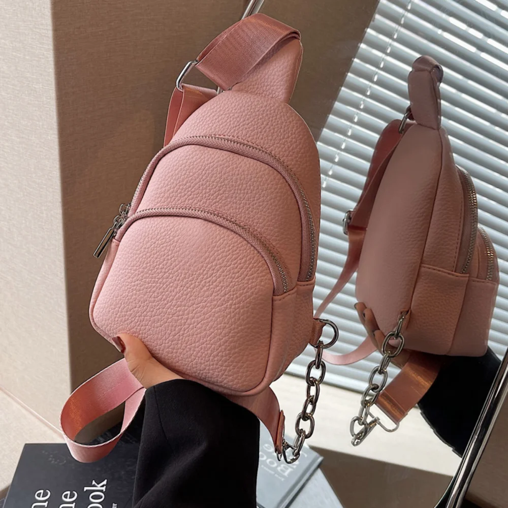 Vegan PU Leather Crossbody Sling Bags Women Fashion Simple Fanny Packs Female Casual Versatile Waist Pack Elegant Chest Bag