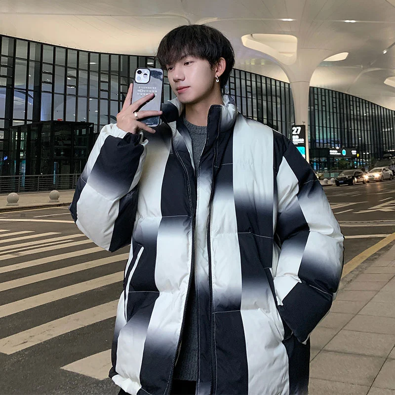 Winter Jacket Men Warm Fashion Casual Thicken Plaid Jacket Men Streetwear Korean Loose Thick Short Coat Mens Parker Clothes