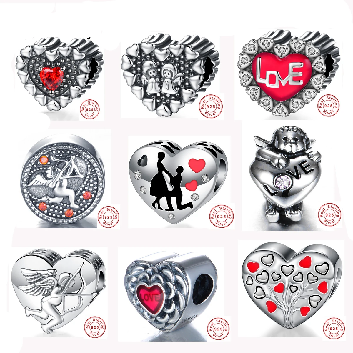 

Heart Shape Beads 925 Sterling Silver Charms Showed Your Love In The Valentinne's fit Original Bracelet DIY Jewelry Making