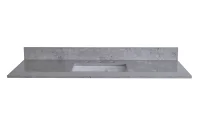 43 Inches Bathroom Stone Vanity Top Calacatta Gray Engineered Marble Color With Undermount Ceramic Sink And 3 Faucet Hole