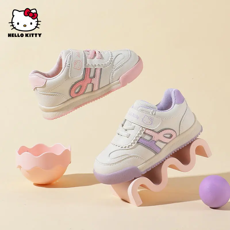 

Детские кроссовки Sanrio Kawaii Hello Kitty, обувь на плоской подошве, супер яркие демисезонные новые кроссовки в иностранном стиле для девочек, подарок