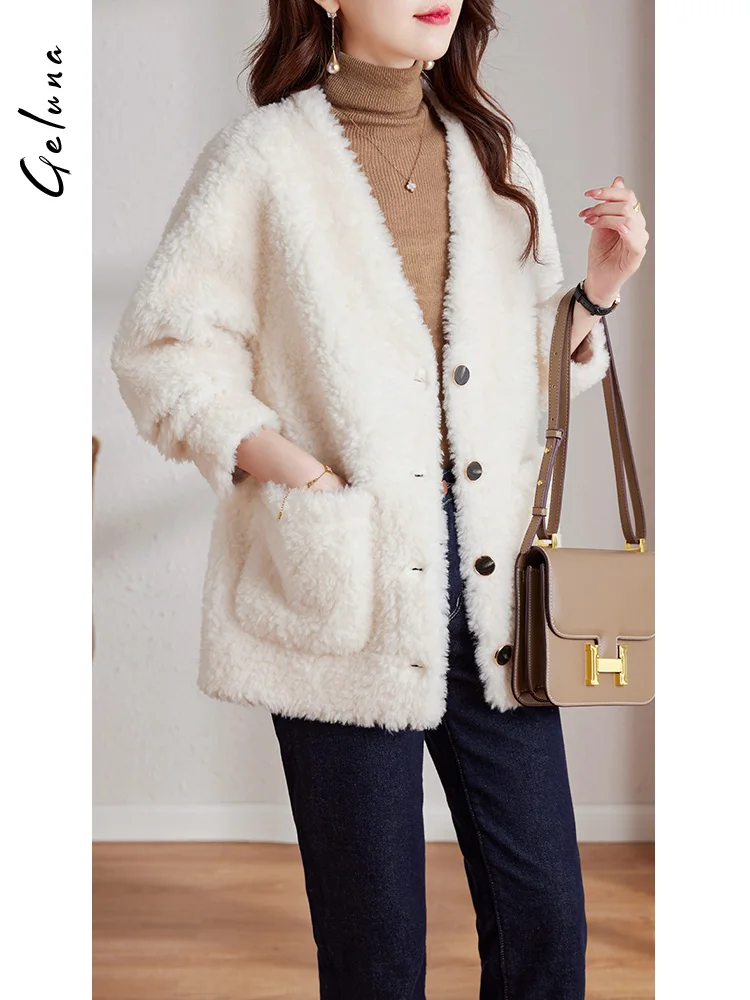 Женская шуба для стрижки овец зима 2024 новая маленькая модная белая флисовая