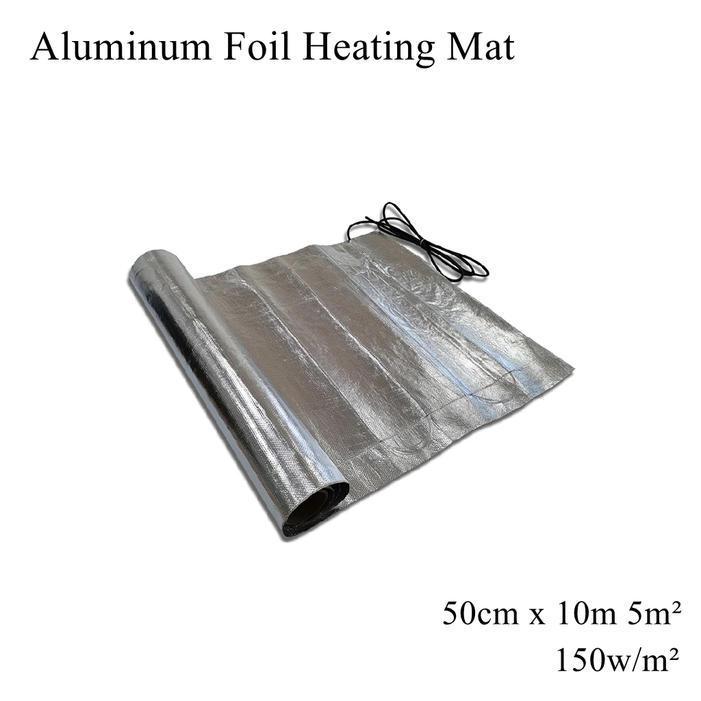 

5m² Square Aluminium Foil Heating Mat Warm Pad Rug Heater Waterproof Shell Twin Conductor Cable Under Floor Ceramic Tile Cement