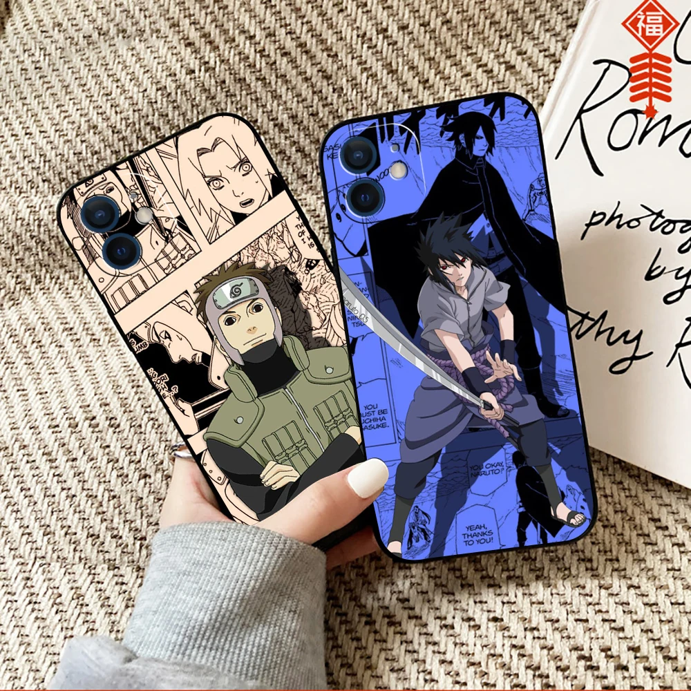 

Japanese NARUTO Anime Phone Case For Funda iPhone 13 12 11 Pro Max 13 12 Mini X XR XS Max 6 6s 7 8 Plus Black Back Soft