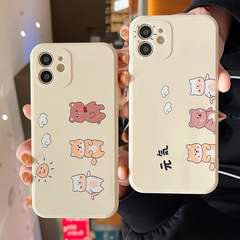 

Simple Animal Cases For iPhone 12 13 Pro Max Mini 11 Pro Max X XR XS Max SE 2020 8 7 6 6S Plus Soft Silicone Cover