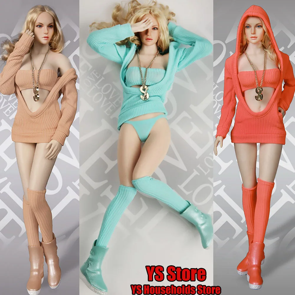 Игрушки Fire Girl FG052, 1/6, женский свитер с капюшоном, трусы, обувь, ожерелье, одежда, костюм для 12-дюймовых экшн-фигурок, кукол