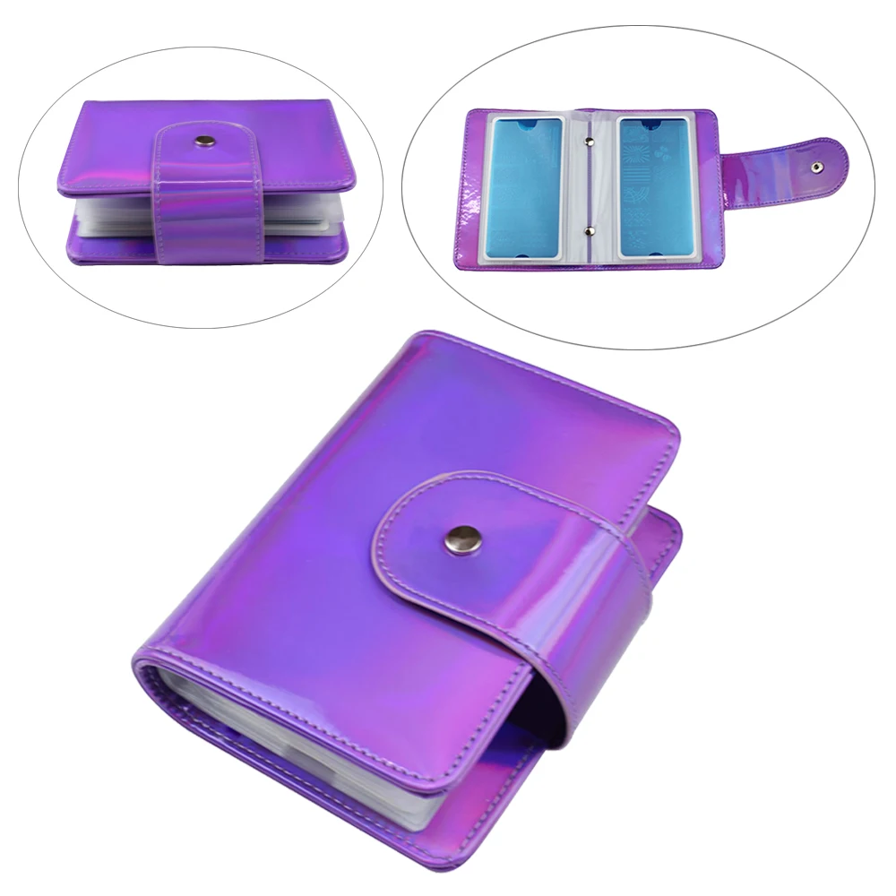 

20Slots Purple Rectangular Nail Art Stamping Plate Holder Stamp Template Concise Organizer Empty Case Storage Bag For 6*12cm