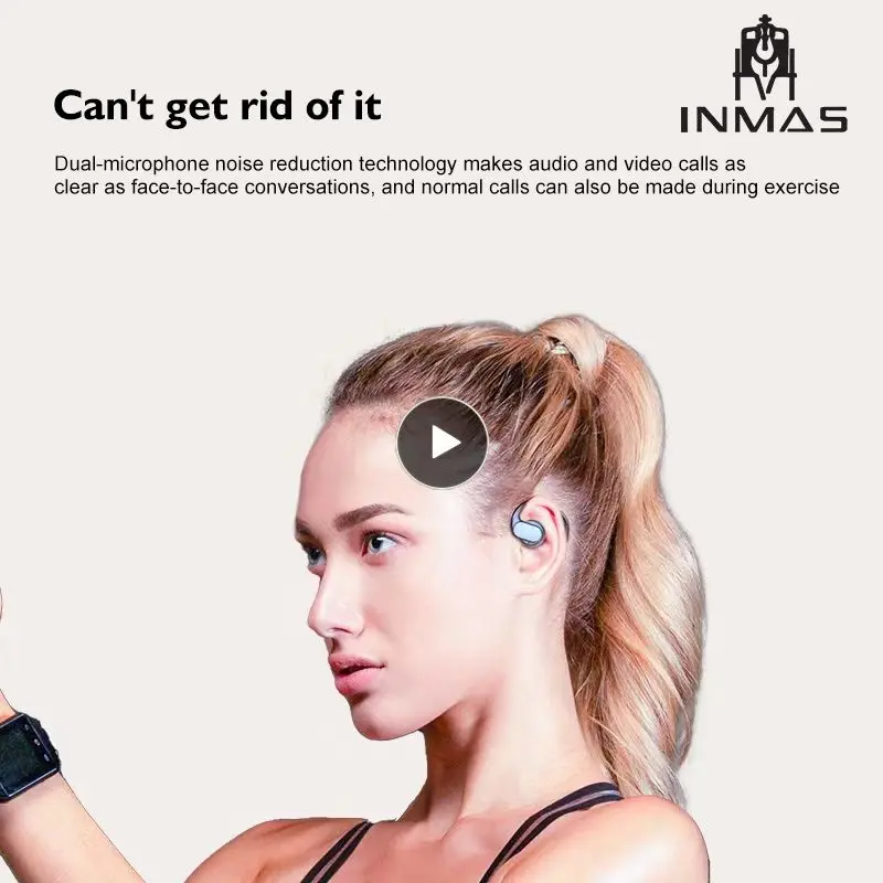 

With Mic Noise Cancelling Bone Conduction Headphones Wireless Headset With Charger Box Digital Display Power 9d Stereo