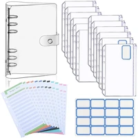 portable a6 pvc budget binder looseleaf folder with 12 zipper pockets papers 16 sticky labels for school office