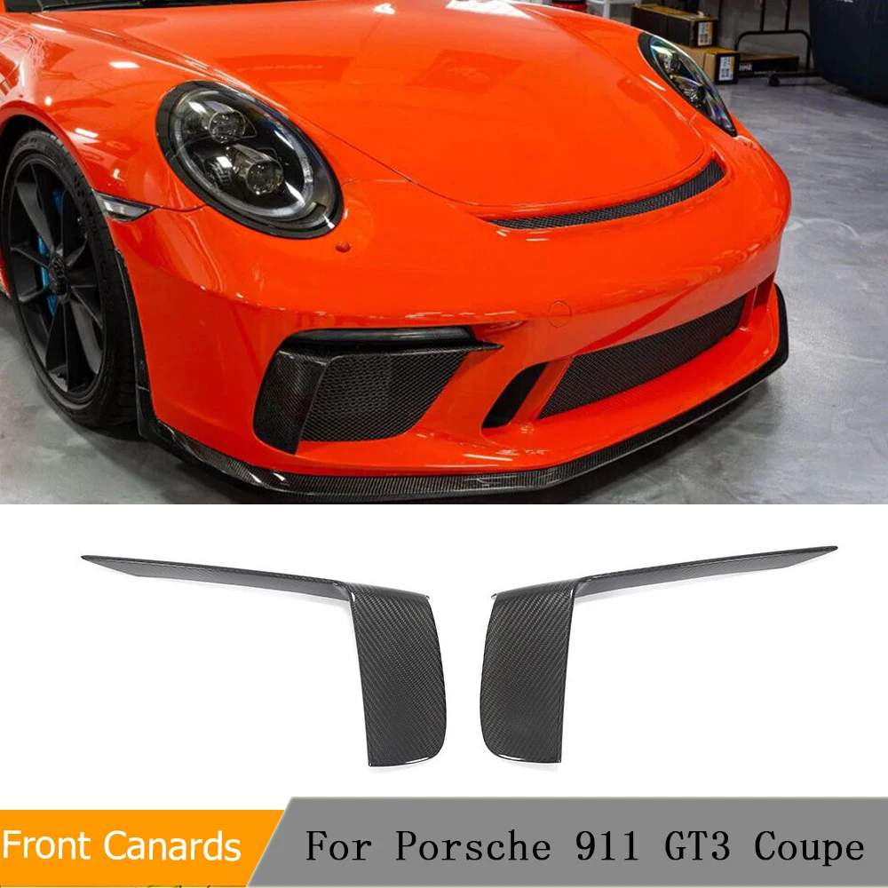 

Вентиляционные отверстия для переднего бампера из сухого углеродного волокна для Porsche 911 Gt3 RS Coupe 2 Door 2017 2018, крышка для переднего бампера