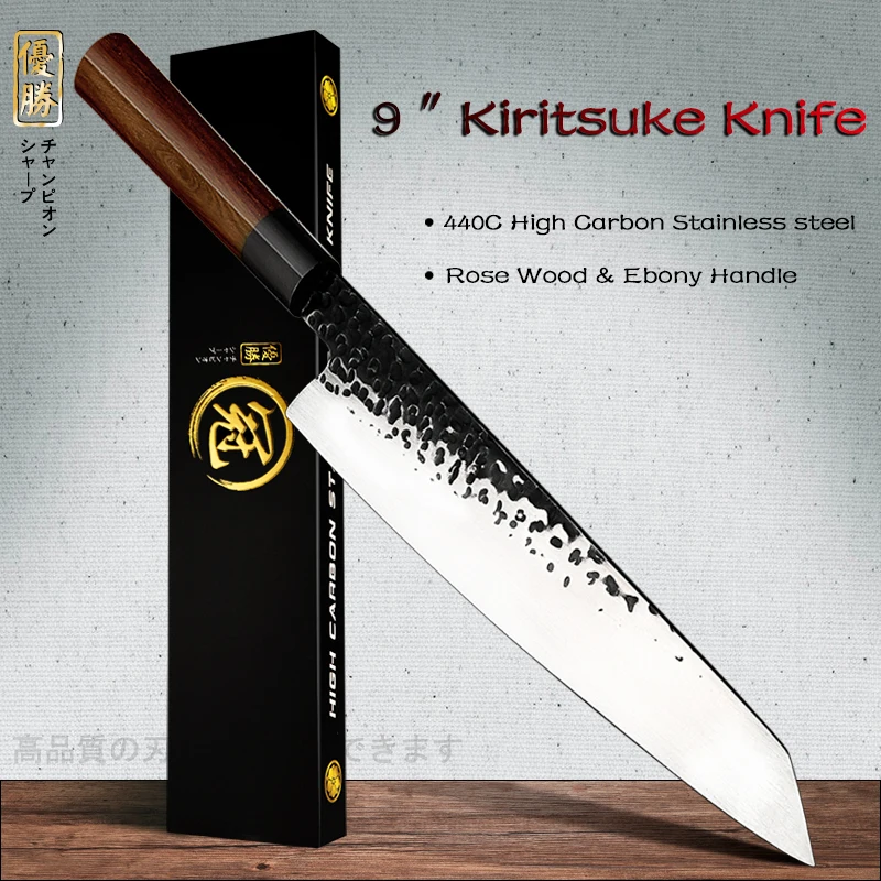 

Grandsharp 9 inch Kiritsuke Kitchen Knife High Carbon Stainless Steel Chef Knives Meat Fish Salmon Sashimi Sushi Knives Cutter
