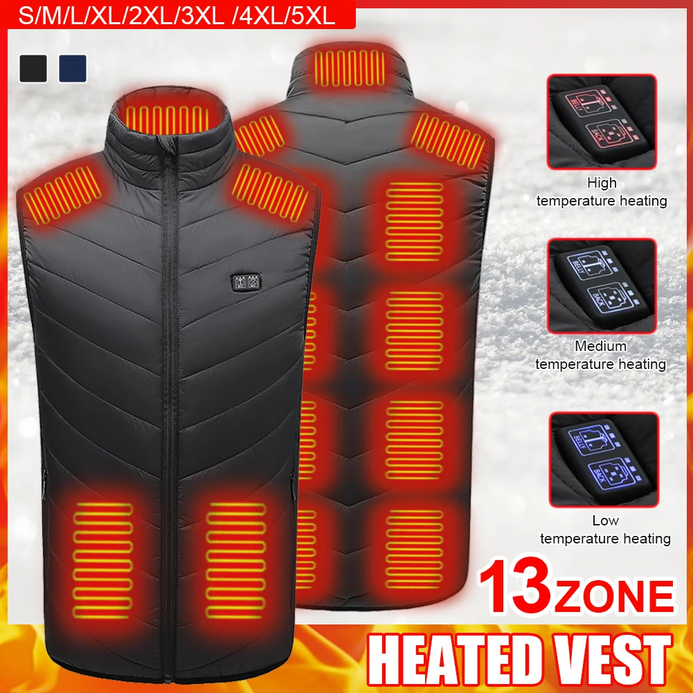 

2022 Heated Vest For Men Electric Heating Vest 13 Heating Zones Washable Winter Sleeveless Jacket Body Warmer For Sports Hiking