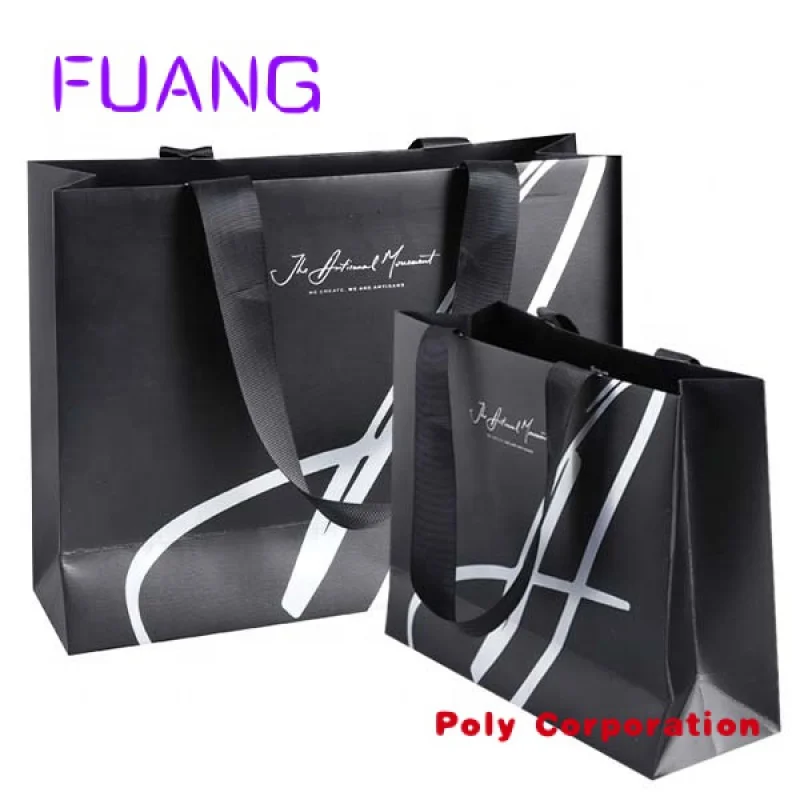 Luxury sac de course packing bag Custom logo gift bag glossy clothes branded retail shopping paper bags with rope handles