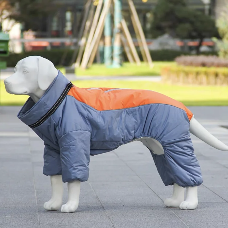 

Winter Large Dog Clothes Warm Pet Overall Jacket Thicken Jumpsuit For Medium Big Dogs Coat Plus fleece Clothing Doberman Golden