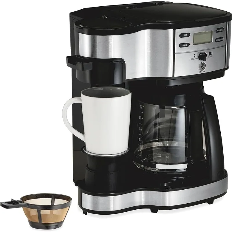 

2-Way 12 Cup Programmable Drip Coffee Maker & Single Serve Machine, Glass Carafe, Auto Pause and Pour, Black (49980R)