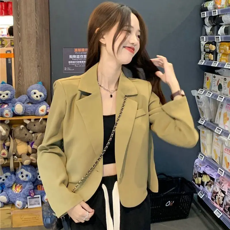 Women Solid Blazers Elegant Cardigan Long Sleeve Spring Suit Jacket Short Fashion Coat Loose Outdoor Office Lady