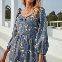 spring 2022 woman dress french waist slim dresses for women floral lady vestidos robes