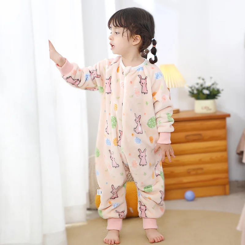 Kid Cute Cartoon Flannel Baby Rompers Stitch Pajamas Comfortable Newborn Boy Girls Animal Costumes Jumpsuit Outfits