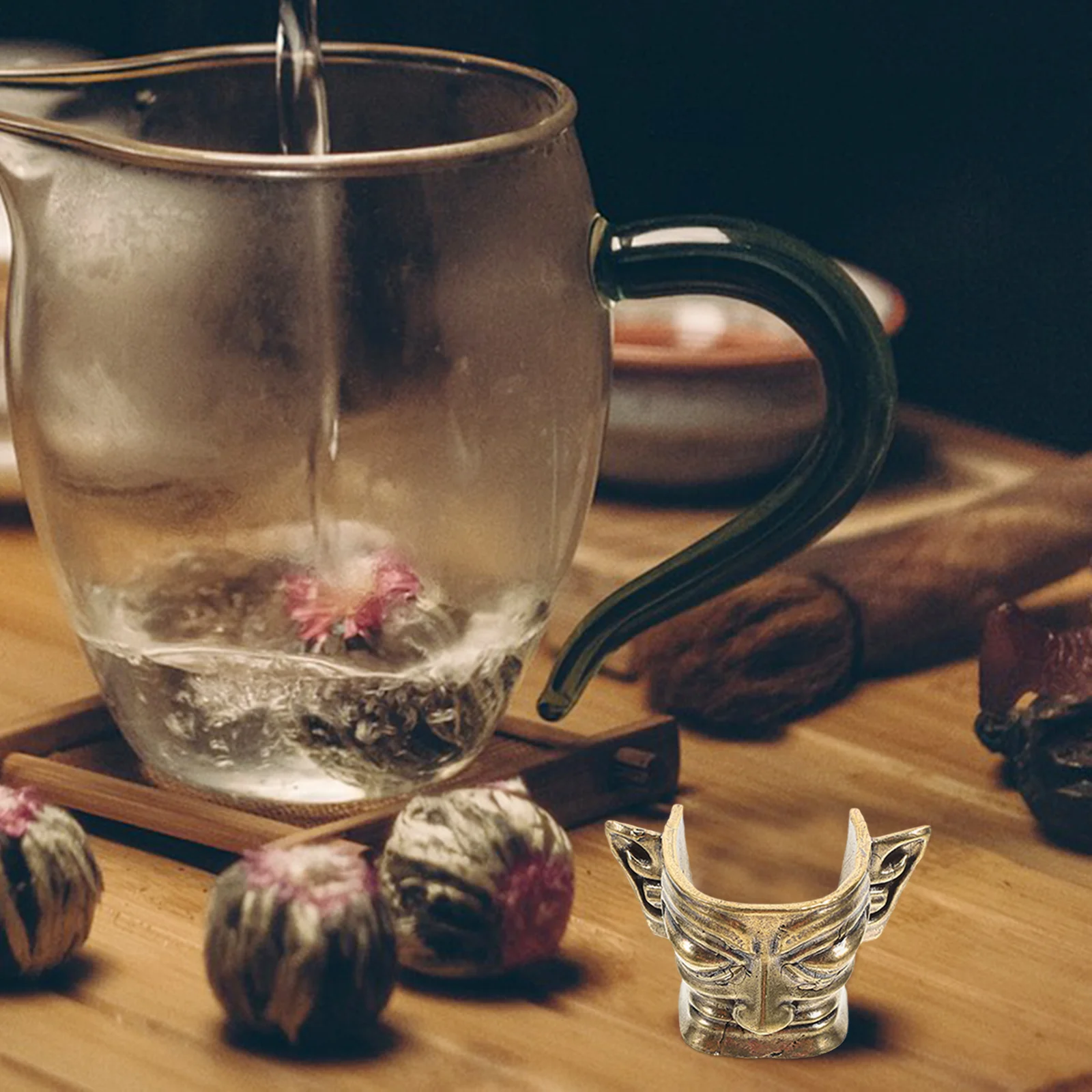 Sanxingdui бронзовые украшения для ванной комнаты китайский чай металлическая маска