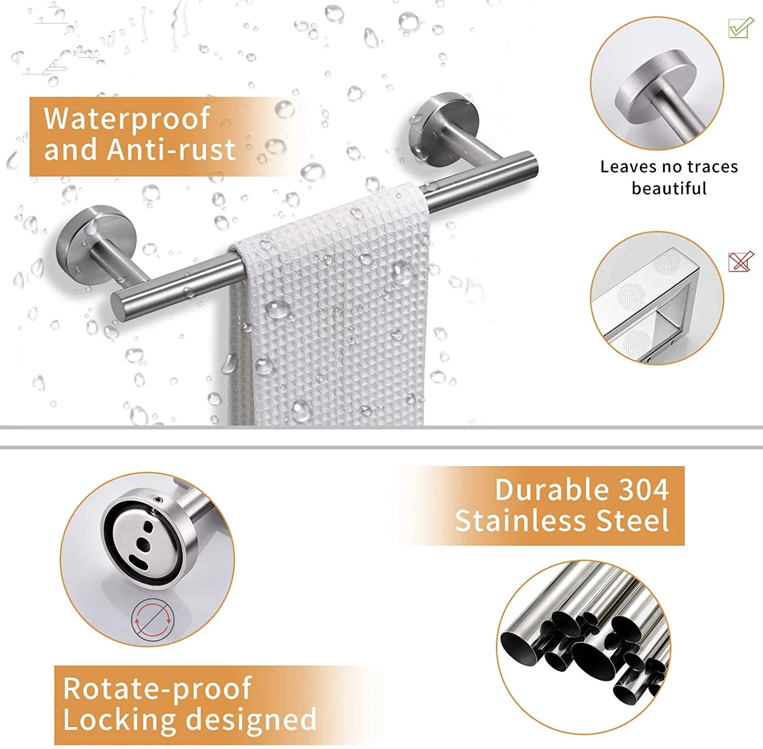 

3-Piece Bathroom Hardware Accessories Set Include 16 Inch Towel Bar Toilet Paper Holder Hand Towel Rack Towel Hook Matte Black