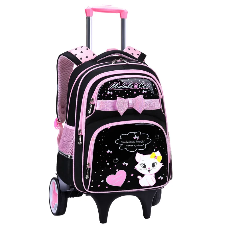 Brand kids Trolley School Backpack For Children Wheeled Luggage Bags For grils Kids Wheel Schoolbag Student Detachable Backpacks
