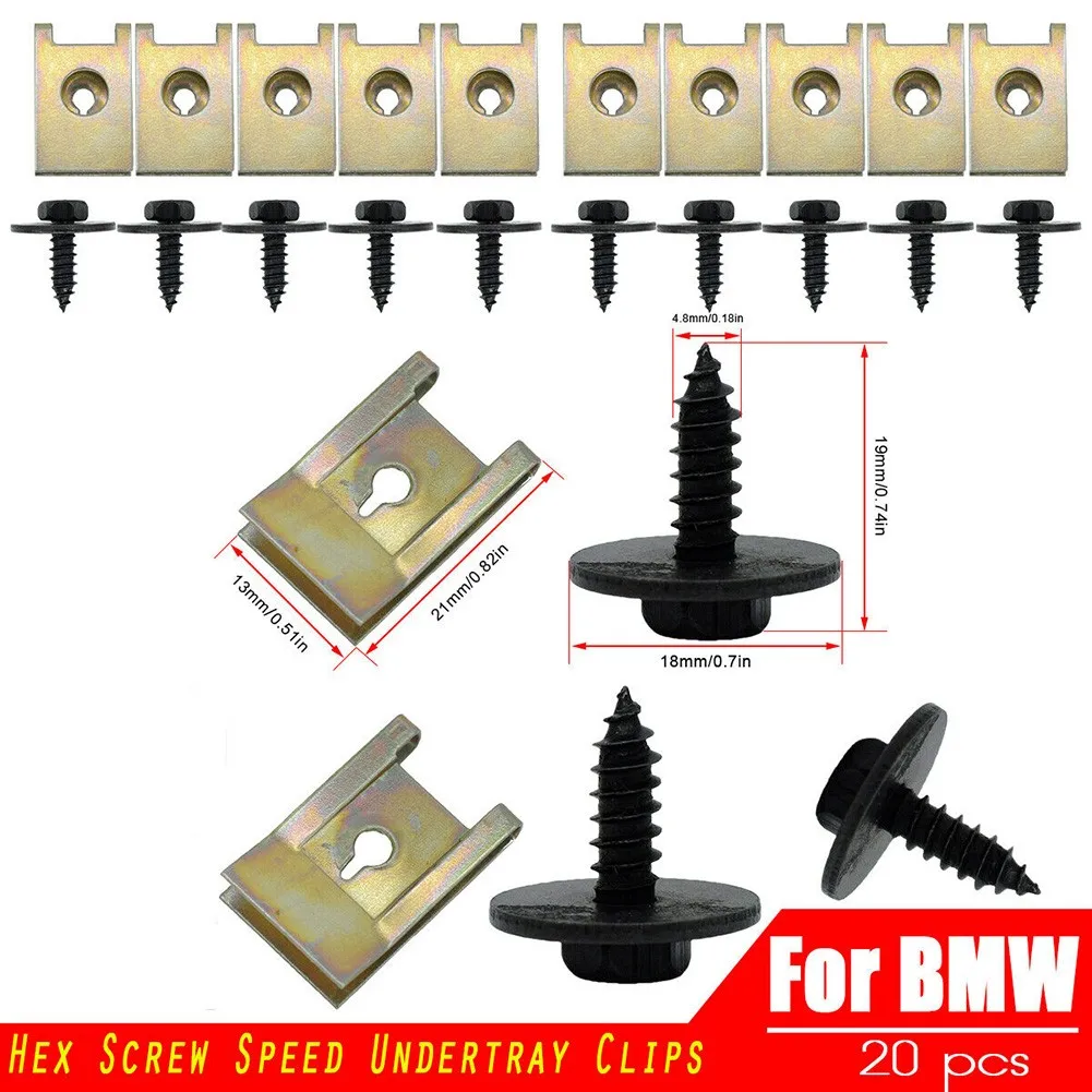 

20pcs U Nut Hex Screw For BMW Speed Fastener Undertray Sheet Metal Clip Fixing Interior Accessories Auto Fastener Clips For X3