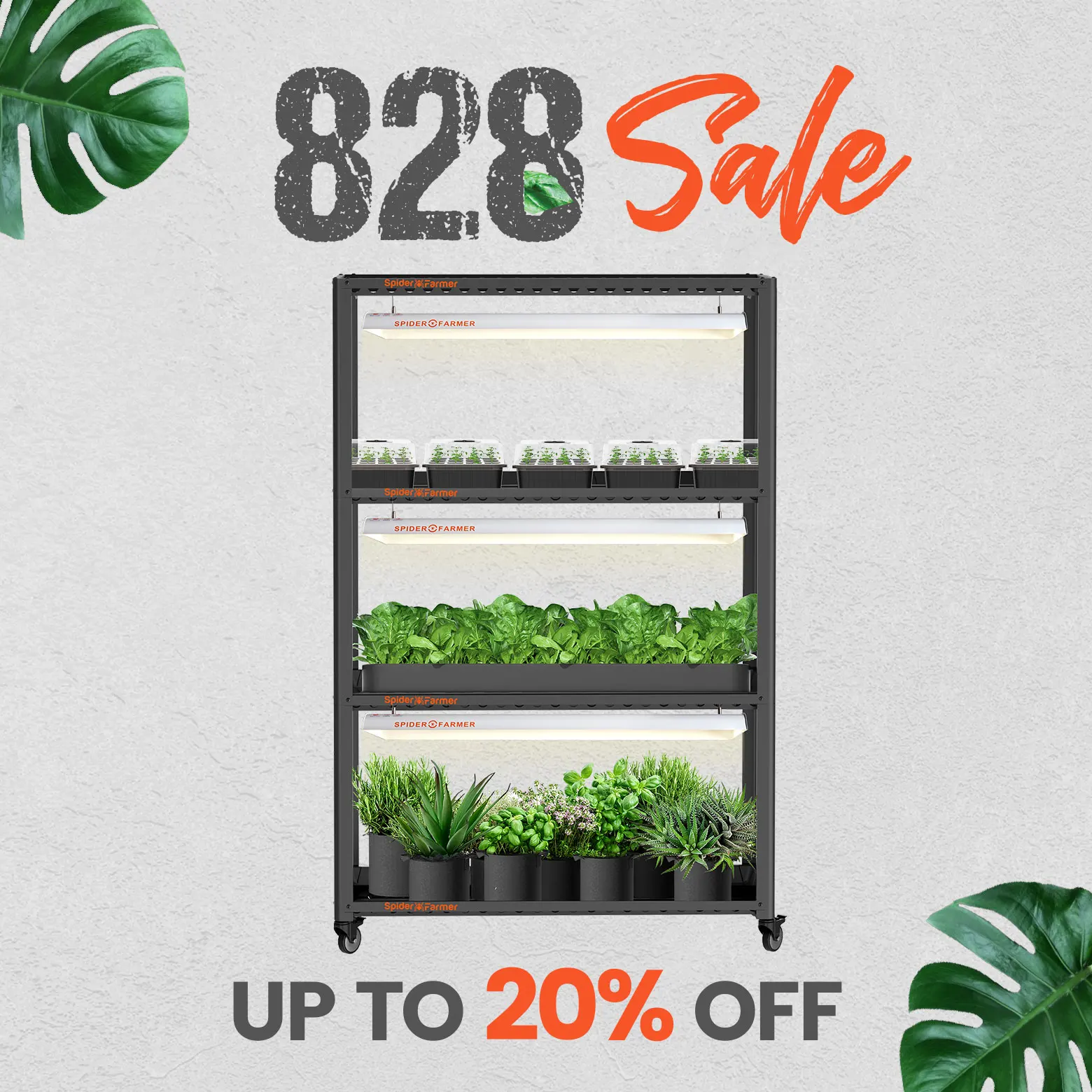 3-layer W/metal  Stand Trays For Indoor Veg Bloom Flower Plants Hydroponics