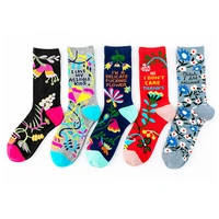 10 pair couple flower letter design cartoon fashion socks trend sports funny cute breathable 4 seaons cotton socks for menwomen