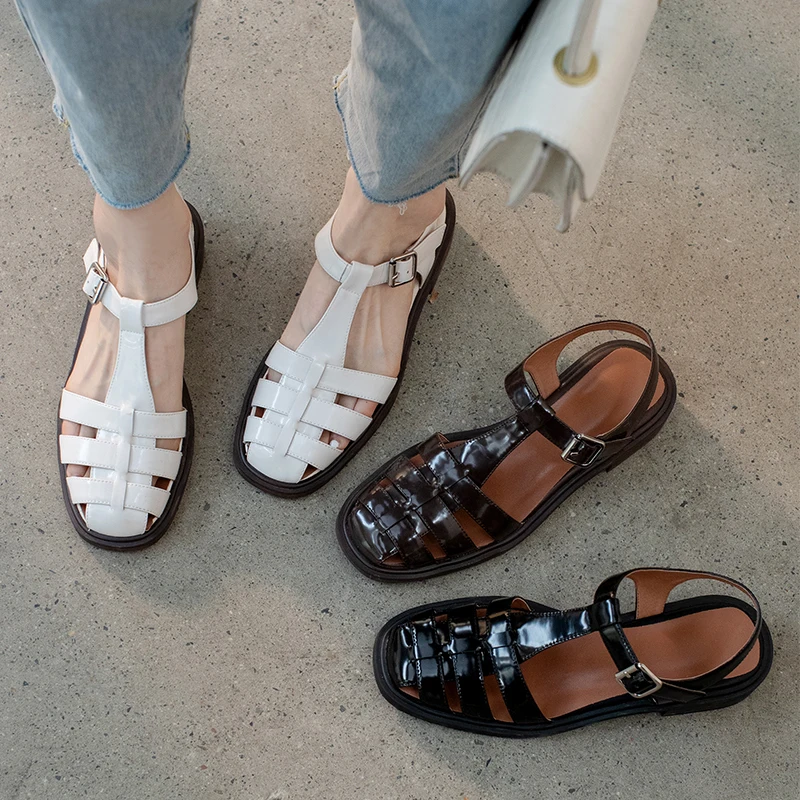 

2023 new Women sandals natural leather 22-25cm cowhide+pigskin+sheepskin full leather Vintage Roman sandals fashion women shoes