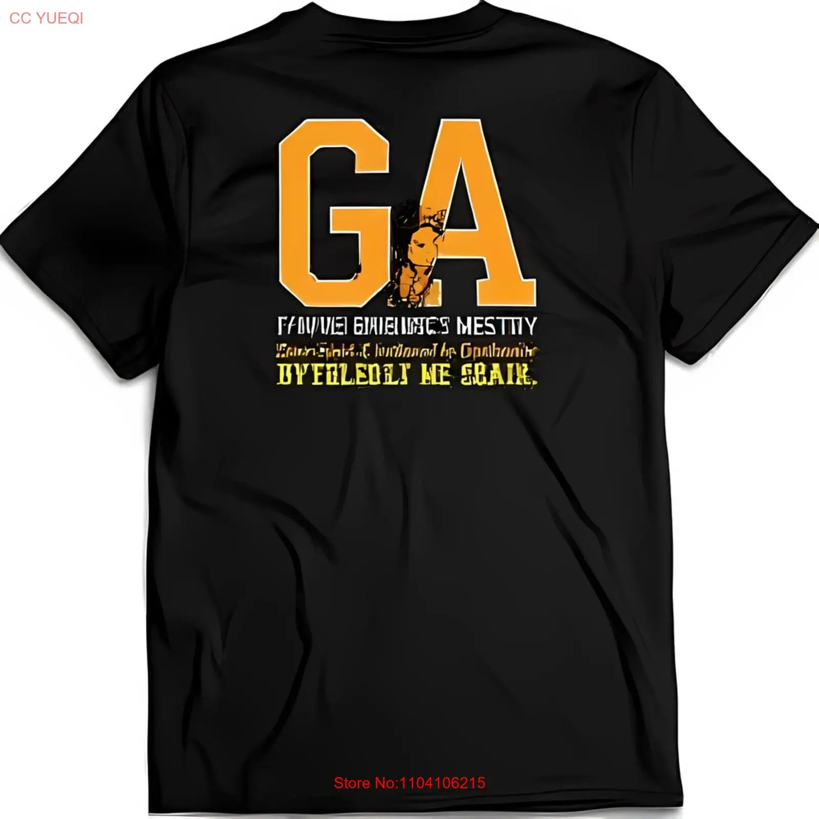 Мужская черная футболка с жирным рисунком &quotGA&quot и желтым текстом